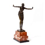 AFTER CHIPARUS a bronze figure of a scantily clad lady in Egyptian style, on a stepped marble plinth