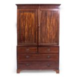 A 19TH CENTURY MAHOGANY LINEN PRESS