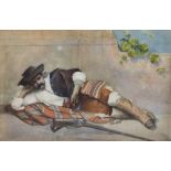 WILLIAM KNIGHT KEELING (1807-1886) 'Il Contrabandista', watercolour and body colour, 34.5cm x 52cm