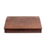 A 19TH CENTURY MAHOGANY WRITING SLOPE with two internal drawers, 47cm wide x 36cm deep x 11cm high