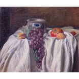 GEORGE WEISSBORT (1928-2013) Still life of fruit on a white drape, signed lower right, oil on board,
