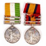 TWO BOER WAR SERVICE MEDALS awarded to 2763 Private G. Brown Lincoln Regiment
