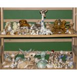 A COLLECTION OF SZEILER POTTERY ANIMALS to include a treacle glazed owl money box, a giraffe, fawns,