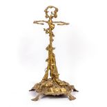 A BRASS STICK STAND/UMBRELLA STAND with hunting theme, 56cm high