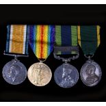 A GROUP OF FOUR KING GEORGE V MEDALS including two from The Great War, an Indian Service medal