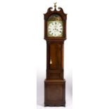 A 19TH CENTURY MAHOGANY EIGHT DAY LONGCASE CLOCK by Mankinch, Fife, Scotland, with painted roman