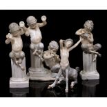 THREE LLADRO FIGURES to include Centaur boy, 21cm; Pan with pipes, 27cm; Pan with cymbals, 28cm plus