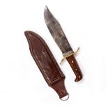 A BOWIE KNIFE AND SHEATH, 40cm long