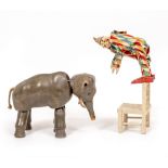 A SCHOENHUT 'HUMPTY DUMPTY' ARTICULATED PAINTED WOODEN ELEPHANT