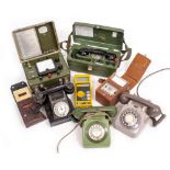 A GROUP OF GPO TELEPHONES Post Office meters, GPO Ohmmeter in green case etc
