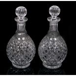 A PAIR OF GLASS MAGNUM DECANTERS 17cm x 37cm