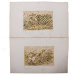 HOKUSAI (19TH CENTURY JAPANESE SCHOOL) wood block prints on two pages from an album of plants and