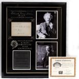 ALBERT EINSTEIN SIGNED SET OF MATHEMATICAL CALCULATIONS with the motto 'Imagination is more