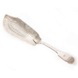 A GEORGIAN SILVER FISH SLICE of fiddle pattern with pierced blade, marks for London 1824 and