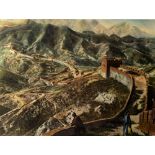 Chromolithograph study Chinese depicting the Great Wall of China 56cm x 75.5cm