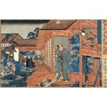 Utagawa Kuniteru Japanese, mid 19th Century "Reading a letter, Chushingurra Act.7 - Artelino",