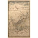 Indo-Persian 19th Century miniature study of a Moghul prince with two attendants 18cm x 11cm
