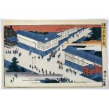 Utugawa Hiroshige Japanese, circa 1840-1950 "Kasumgaseki", "Eitai Bridge and land at Fukagawa"