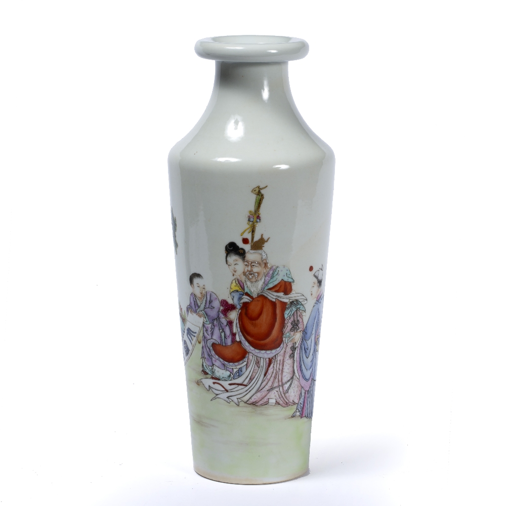 Conical vase Chinese, Republic period (1912-1949) enamelled decorated with a senior figure with a