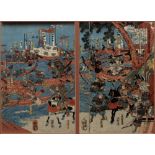 Utagawa Yoshitora Japanese, c1850 Depiction of the great battle between the Minamoto and Taira clans