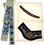 Imperial embroidered uncut facing for a dragon robe Chinese, mid 19th Century the panel of blue/