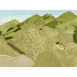John Brunsdon (British 1933-2014) 'Malvern Hills' etching in colours, 128/350 signature, title and