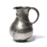 Liberty & Co Pewter jug naturalistic raised design factory marks to base 18cm high