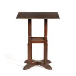 In the manner of Romney Green Square occasional table octagonal carved legs, cross braced, carved