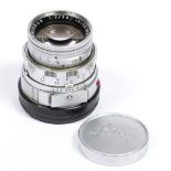 Leica (Germany) Leitz Wetzlar, Summicron 50mm f2 camera lens, mid-20th Century with front and rear