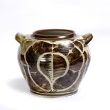 Alan Caiger-Smith for Aldermaston Pottery (b. 1930) Large stoneware jar hand painted symmetrical