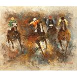 Edward Barton (1936-2012) Horse racing scene oil on canvas, signed lower right 60cm x 50cm