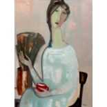 Tatiana Gorshunova (1954) Full length portrait of a woman, 2001 acrylic on canvas monogram and