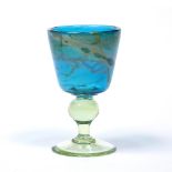 Mdina Glass goblet green and blue colourway 17cm high