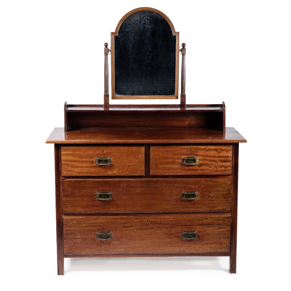 Heals Colonial mahogany dressing chest, Arts & Crafts circa 1910 swing mirror over four drawers,