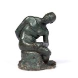 Manner of Frank Dobson Terracotta figure of a male nude finished with a green paint 18cm high