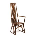 Mid 20th Century Teak armchair elongated back, angular design 119cm high