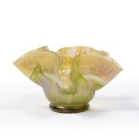 Louis Comfort Tiffany (early 20th Century) Glass bowl yellow and green swirl iridescent finish,