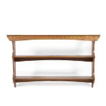 Tom 'Gnomeman' Whittaker of Littlebeck Oak wall shelf unit two shelves, carved details, pegged