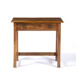Gordon Russell Elm side table plank top over a single drawer, pegged joints 86cm x 53cm, 79cm high