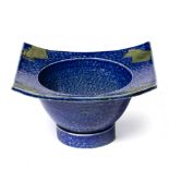 Anne and Peter Stougaard (Danish, 20th Century) Unique stoneware colander with stand blue and