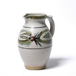 Marianne De Trey (b. 1913) Stoneware jug hand painted naturalistic decoration over a white ground