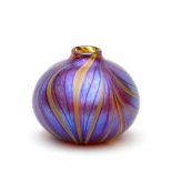 Siddy Langley (b. 1955) Small glass vase, 2006 gold streaks on a purple lustre finish signature
