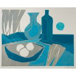 Gerald Clements (20th Century) 'Bottle, Vase and Fruit Bowl', 1967 woodblock print, 1/2 title,