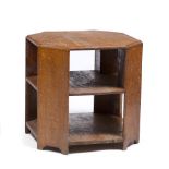 Heals Oak book table octagonal top over two shelves 57cm x 57cm, 58cm high
