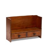 Cotswold School Walnut book rack dark wood inlay to handles and drawers 43cm across