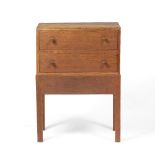 Cotswold School Oak bedside cabinet two drawers, squared legs 48cm x 30cm, 68cm high