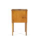 Gordon Russell Veneered bedside cabinet single cupboard over tapering legs stamped maker's label