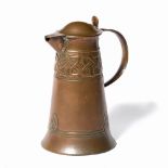 St Albans School of Art Arts & Crafts jug, circa 1900 copper, embossed with band of Celtic knot
