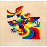 20th Century Abstract study of a phoenix, 1979 screen print, 106/200 signature, date and edition