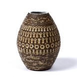 Mari Simmulson for Upsala-Ekeby (Swedish, mid 20th Century) Stoneware vase stamped decoration with